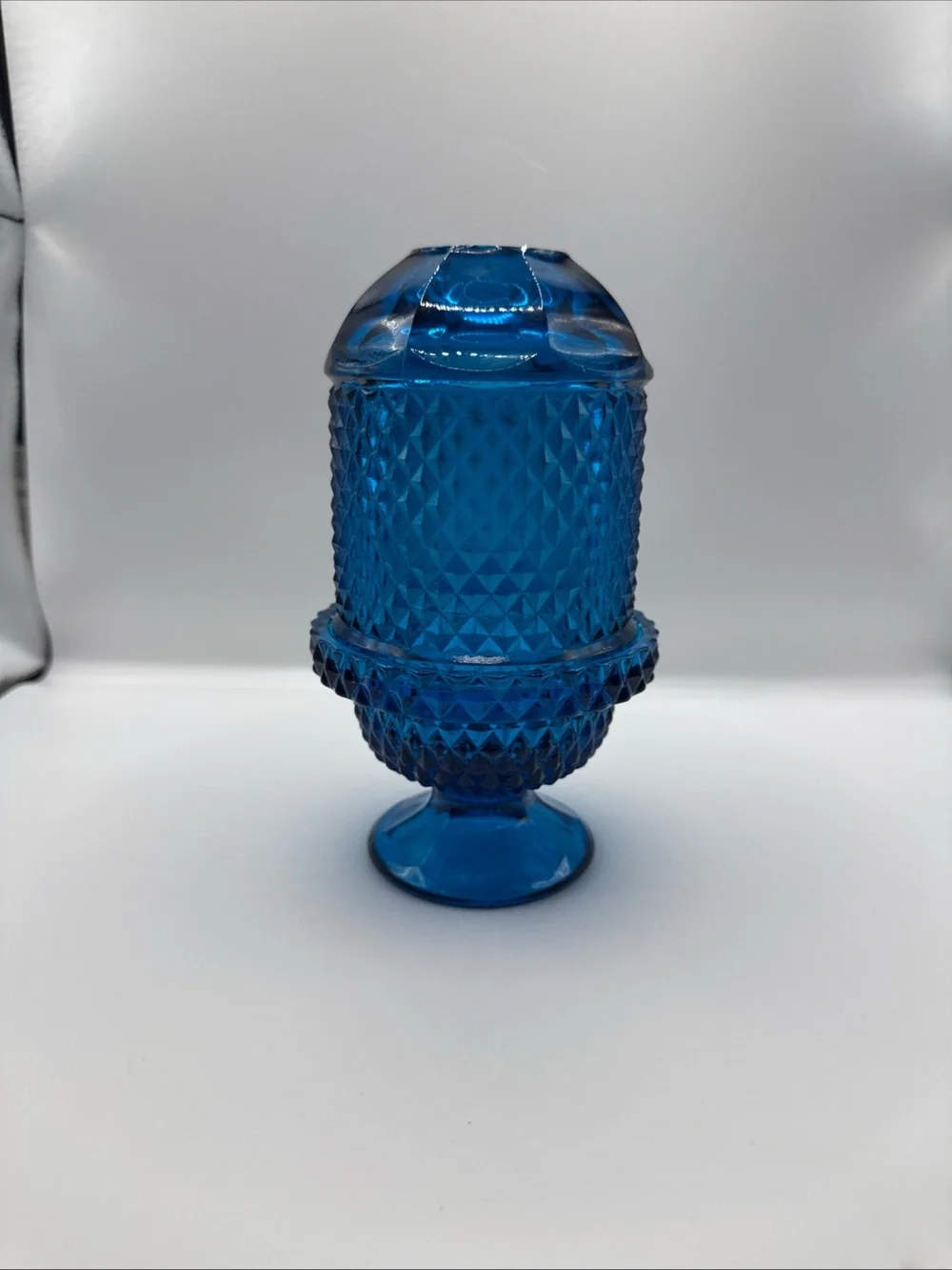 Vintage Viking Diamond Point Cobalt Blue Blunique Fairy Lamp (MINT)